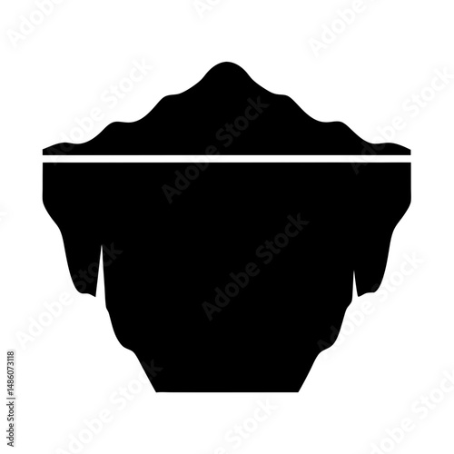 Schematic representation of an iceberg with a distinct waterline marking boundary