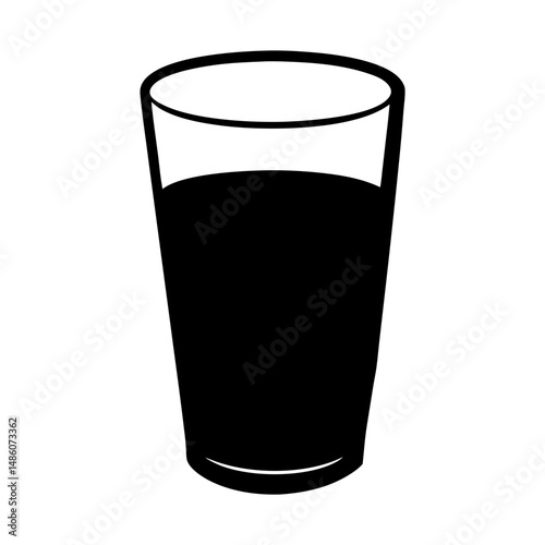 Stylized Monochrome Image of a Drink in a Simple Glass Silhouette
