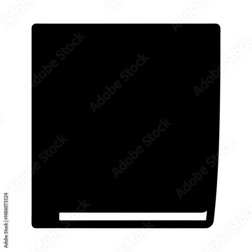 Black sticky note with a curled corner and white dividing line.