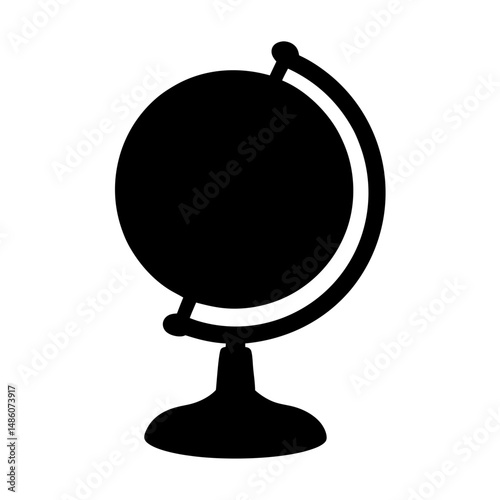 Silhouette of a Globe Standing on a Base, Ready for Exploration