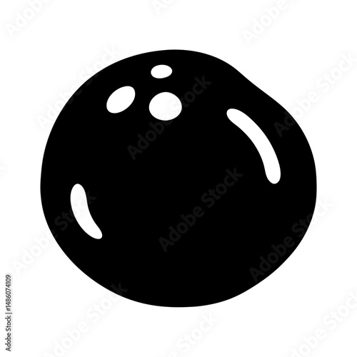 Black bowling ball with finger holes isolated on white background illustration