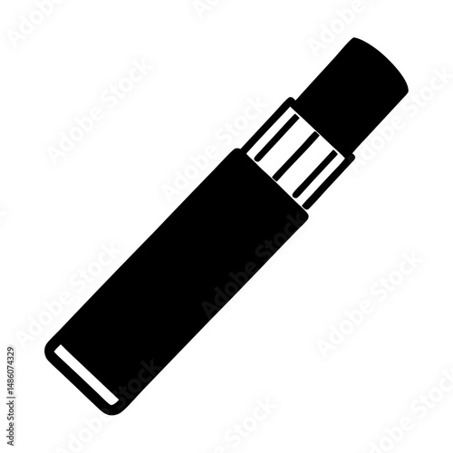 Black and white silhouette of a cartridge type electronic cigarette device