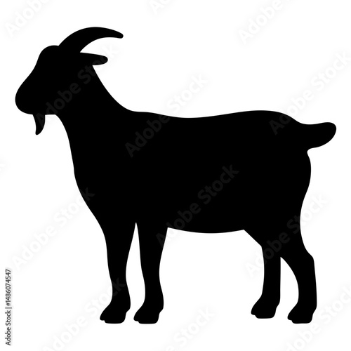 A captivating silhouette of a goat standing majestically against a white backdrop