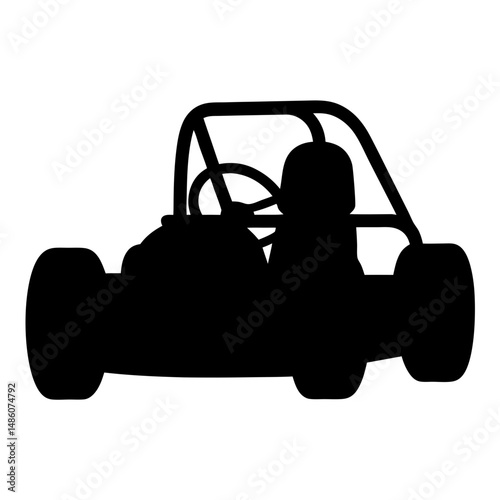 Black Silhouette of a GoKart with Driver, Ready for Racing Fun