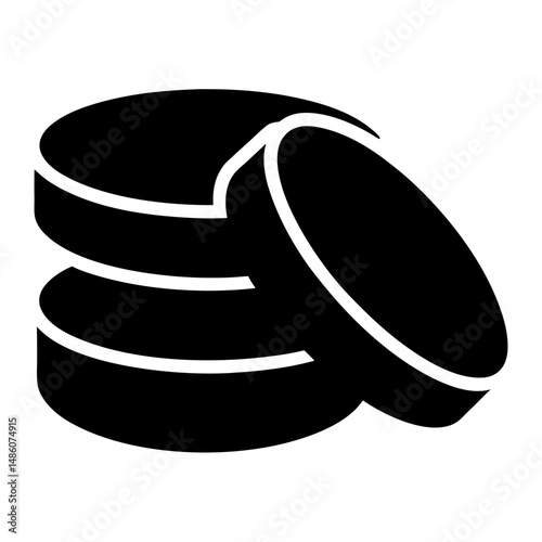 Pile of three black casino chips leaning to the right side
