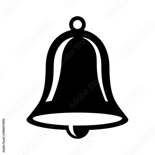 Illustration of a classic call bell with a handle, striker, and opening