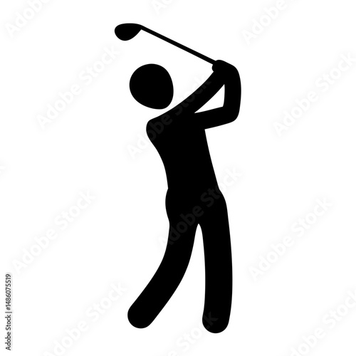 Silhouette of a golfer in midswing, playing golf, sports illustration