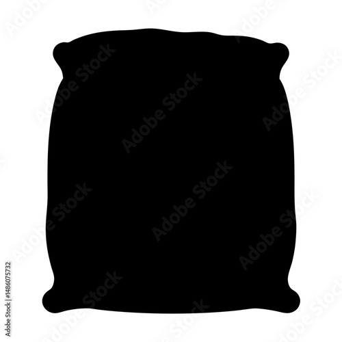 Silhouette of a plush pillow with corner tufts against white background