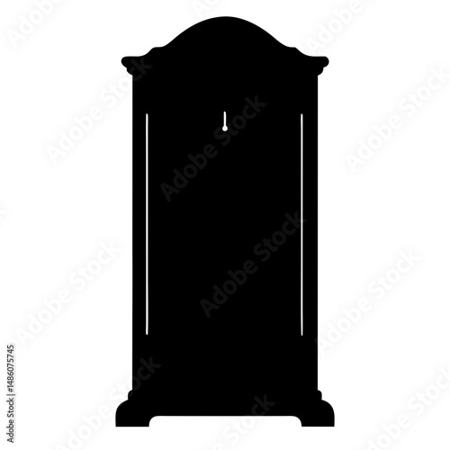 Silhouette of antique tall clock, an old fashioned time keeping instrument