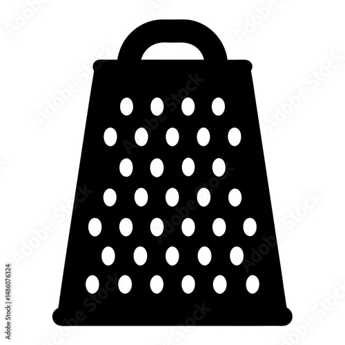 Simple silhouette of a box grater, a classic kitchen utensil used often