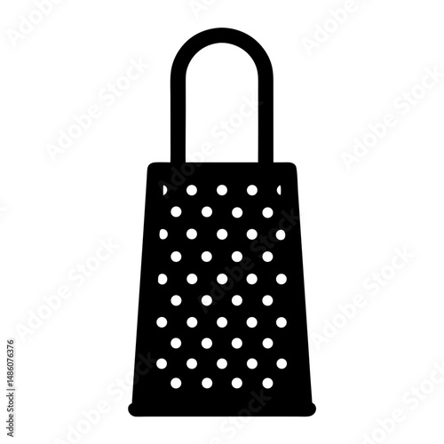 Black and white illustration of a grater, a common kitchen utensil