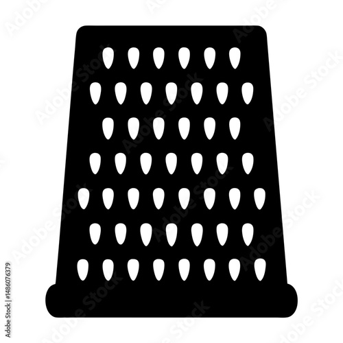 High Contrast Silhouette of a Kitchen Grater Tool with Many Openings