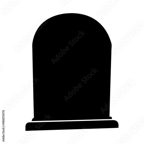 Silhouette of a classic gravestone with rounded top on a white background