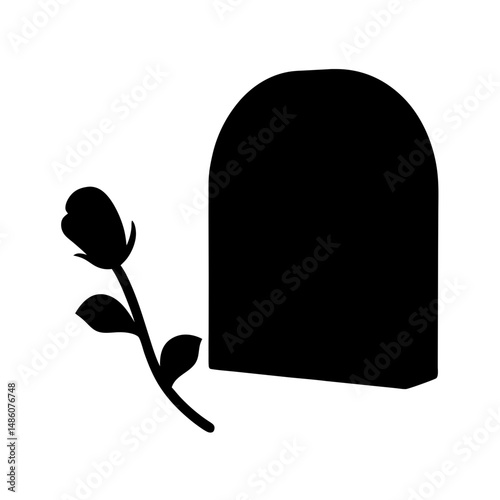 Symbolic representation of mourning a gravestone with a single flower image