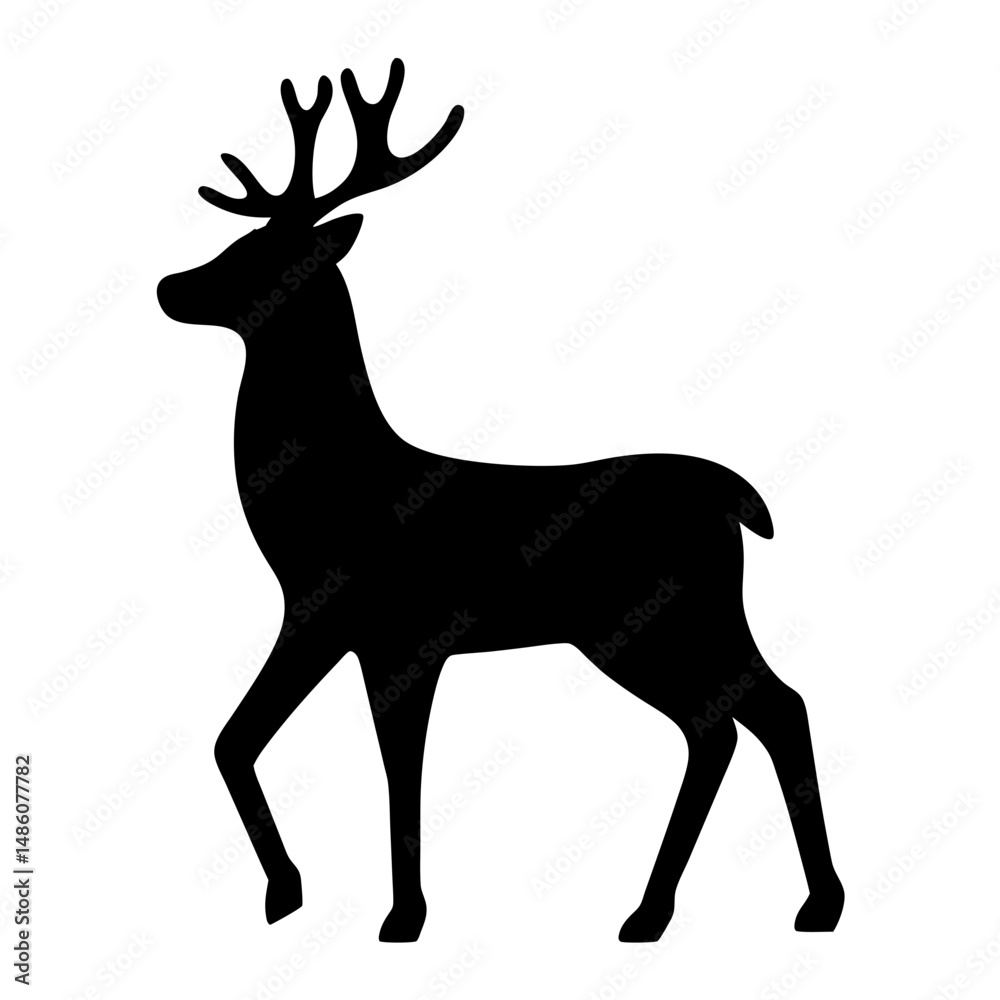 Obraz premium Elegant Black Silhouette of a Majestic Deer Standing Proudly on Display
