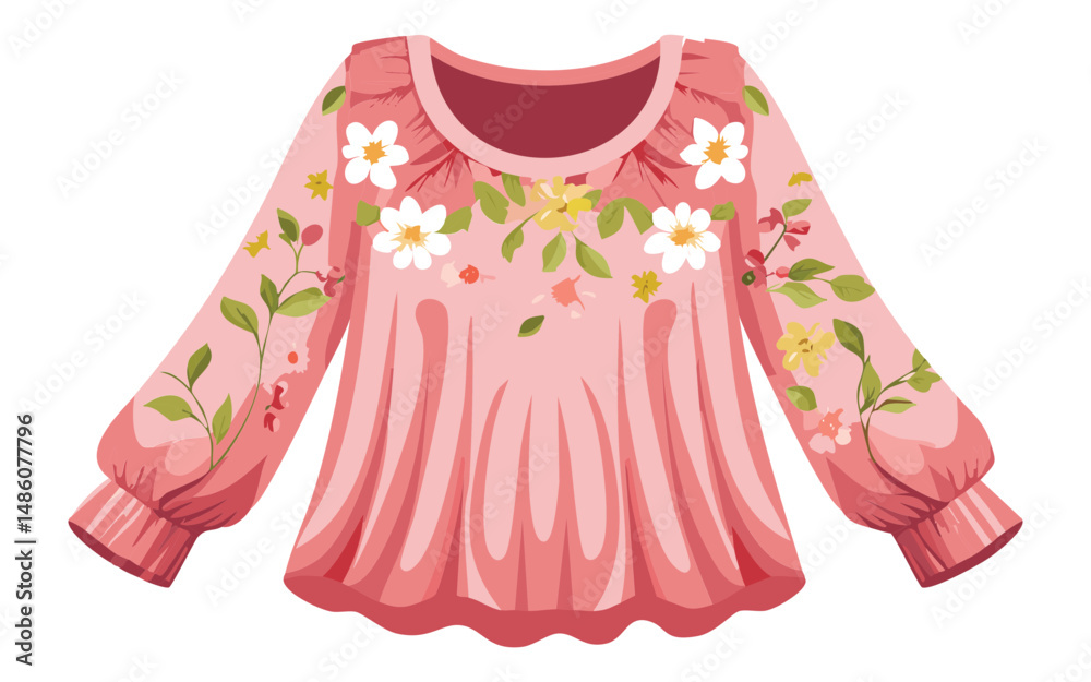 Obraz premium Soft Pink Tunic with Floral Detail - Vector Illustration