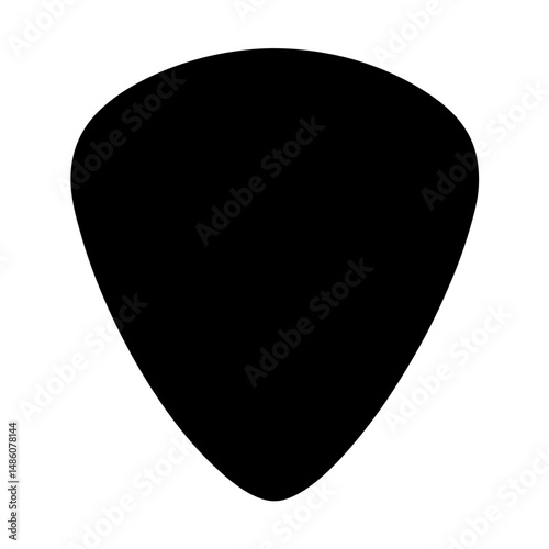 Black guitar pick isolated on white background, a musical instrument accessory