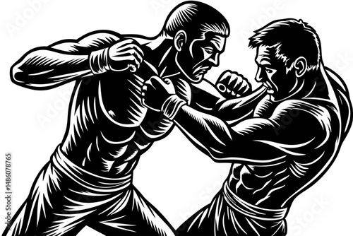 Two figures in clinch position black silhouette design on transparent background, clinch, position, fighting, martial arts, grappling, combat, sport, silhouette, illustration, transparency, two, figur