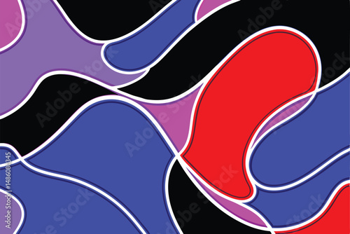 Abstract fluid shapes composition with modern artistic color palette and transparency