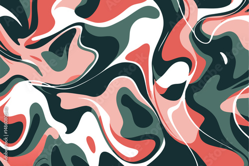 Abstract fluid swirls with modern color palette in a design composition