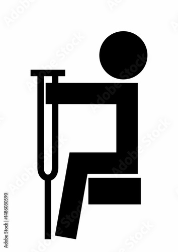 priority seat for the elderly or disabled, person and crutches, vector icon, symbol for means of transport, public transport or waiting rooms