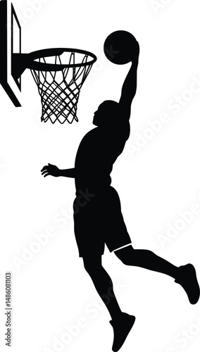 basketball, player, slam, dunk, scoring, ball, net, vector, silhouette, male, female, sport, throwing, athlete, game, person, isolated, basket, action, jump, shot, illustration, man, woman, background