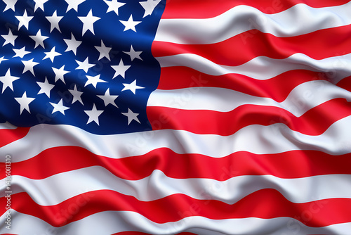 Wallpaper Mural Close-up of a waving American flag, showcasing its vibrant red and white stripes and a field of blue stars. A patriotic image that evokes a sense of national pride. Torontodigital.ca