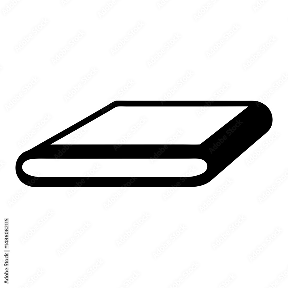 Minimalist illustration of a flat object with rounded edges and perspective view Minimalist illustration of a flat object with rounded edges and perspective view