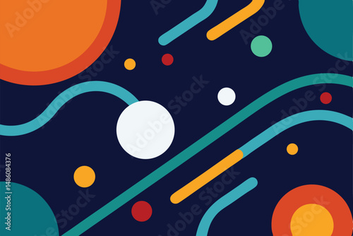 Abstract geometric shapes composition on a deep blue background