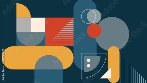 Half Circles and Striped Background