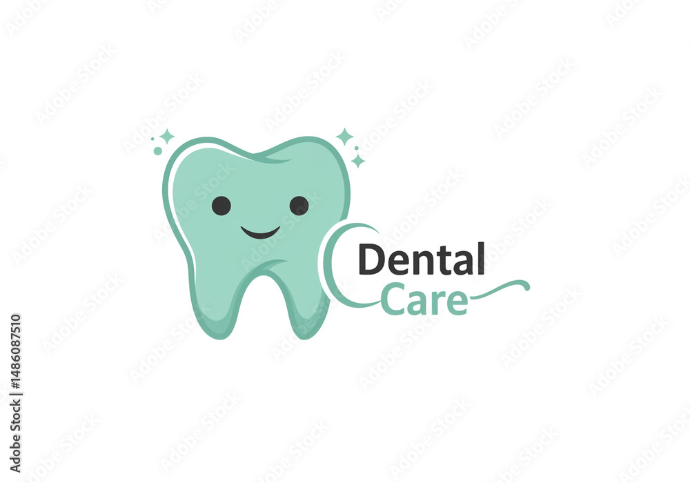 Fototapeta premium Tooth Care Logo Design Modern Dental Clinic Family Dentistry Pediatric Services Happy Healthy Smiles
