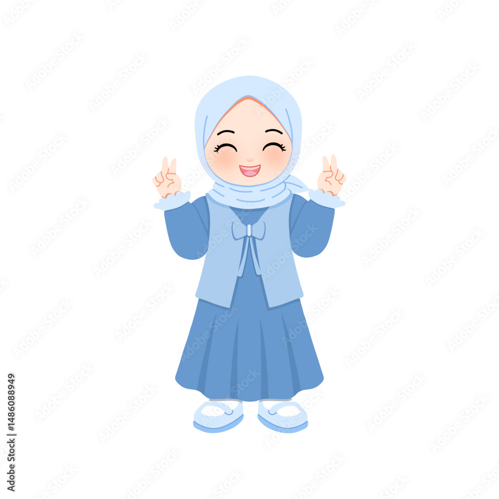 Cute hijab girl hand peace sign Cute hijab girl hand peace sign