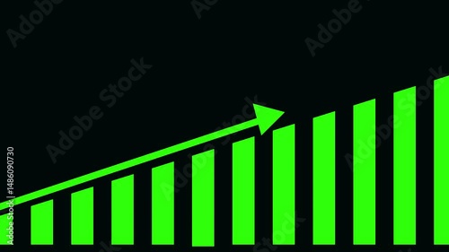 Business growth concept in graph chart showing marketing sales profit increasing to future target . growing business concept. business graph, analytical black background blue green color.