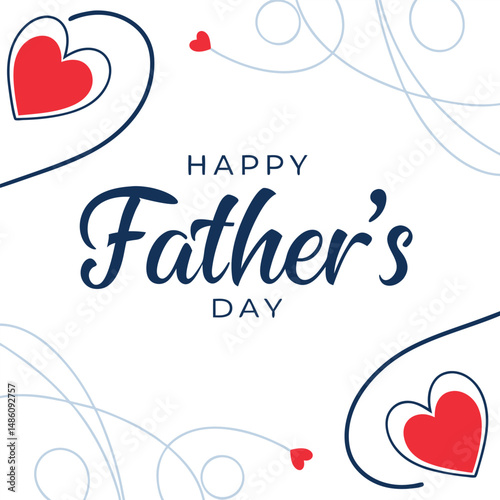 Minimalist Father’s Day Card Design with Cursive Font and Blue Heart Accents