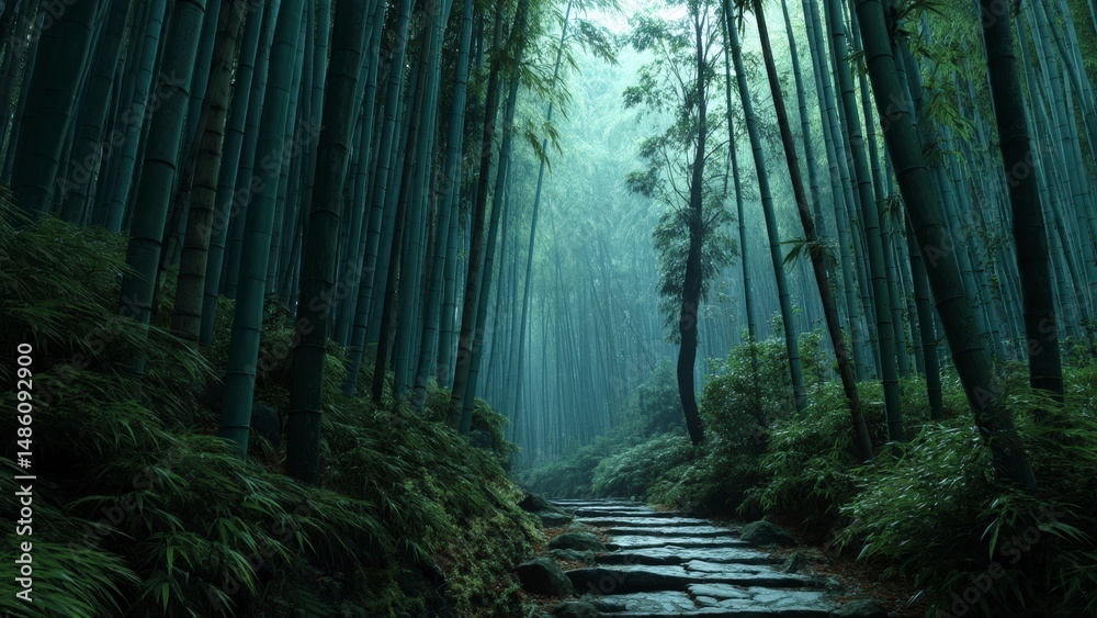 Obraz premium Wild Bamboo Grove and Tranquil Path