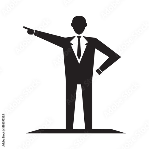 Businessman Leader Pointing Forward Silhouette Visionary