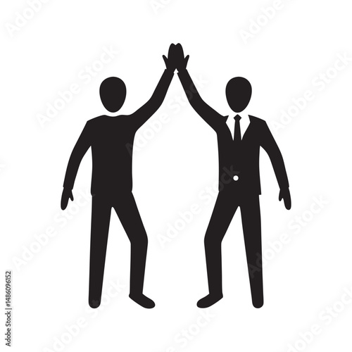 Business People High Five Silhouette Celebrating Success
