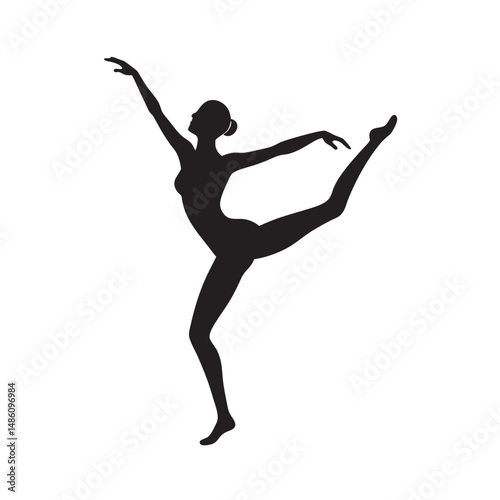 Ballet Dancer Jumping Silhouette With Elegant Arc