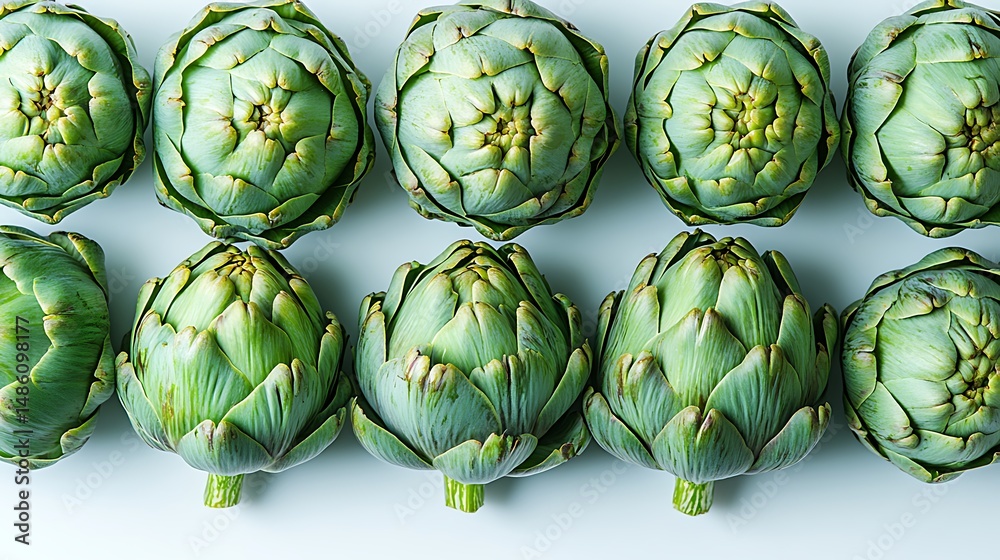 Fototapeta premium Healthy farm fresh organic artichokes displayed beautifully high resolution pictures