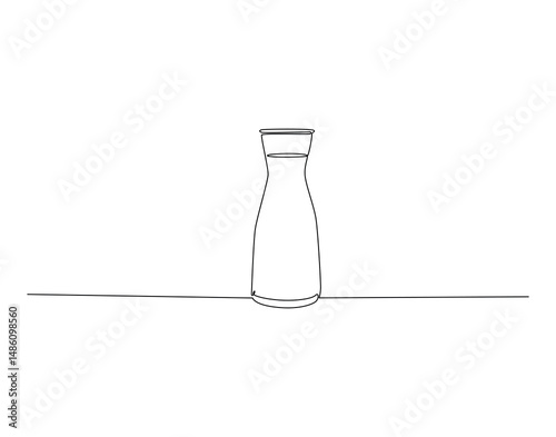 Milk in jar glass outline drawing illustration. Continuous line draw of world milk day vector