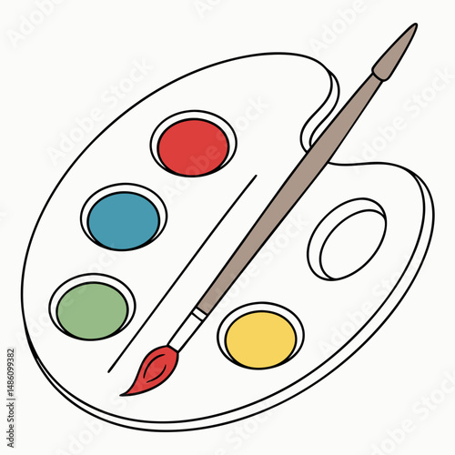 Artistic Expression: A simple yet vibrant image of an artist's palette and brush, perfect for illustrating creativity, imagination, and the art of painting.