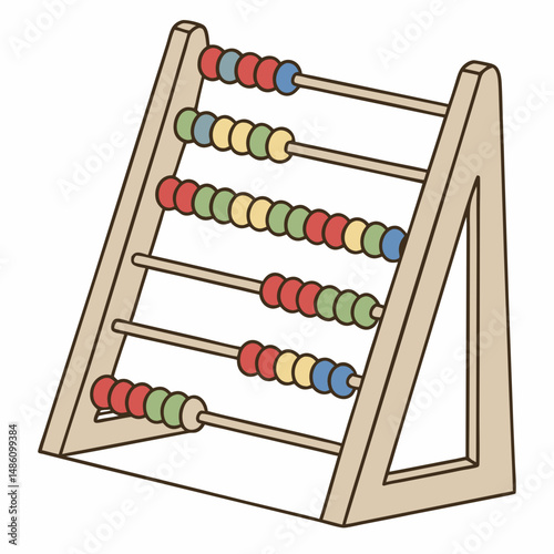 Classic Abacus for Early Learning: This image captures a traditional wooden abacus, a timeless tool used for early mathematics education, arithmetic calculations, and fostering cognitive skills