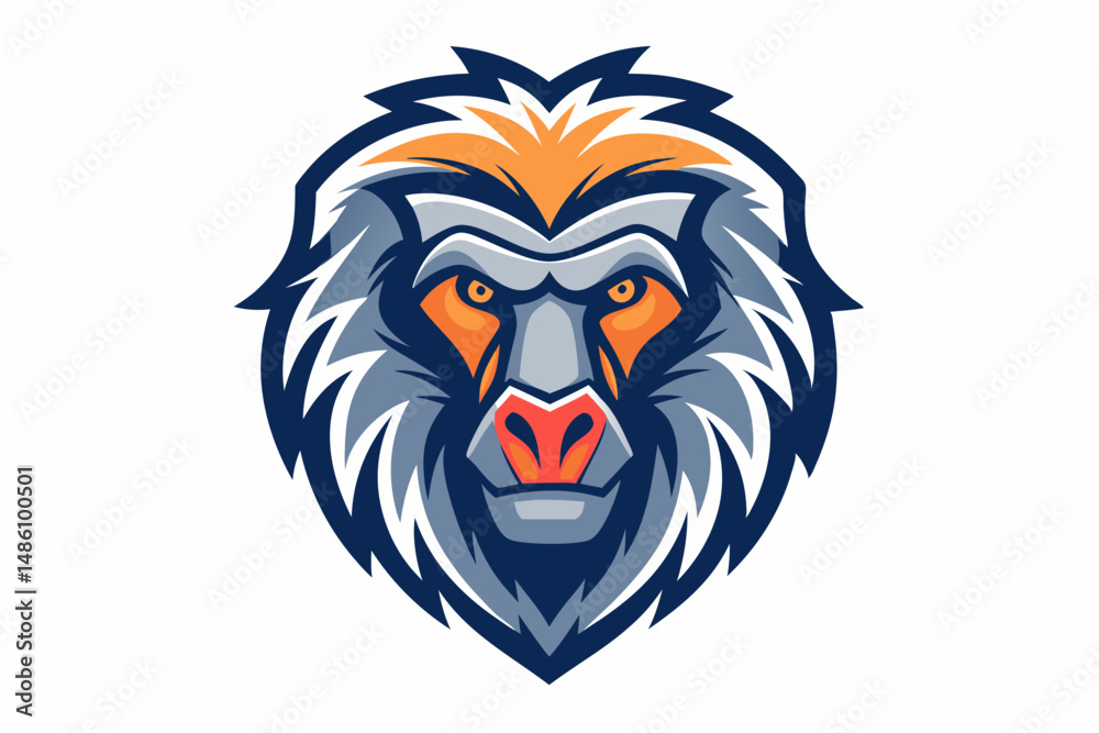 Fototapeta premium baboon head logo vector on white background