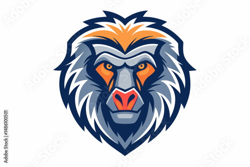 baboon head logo vector on white background