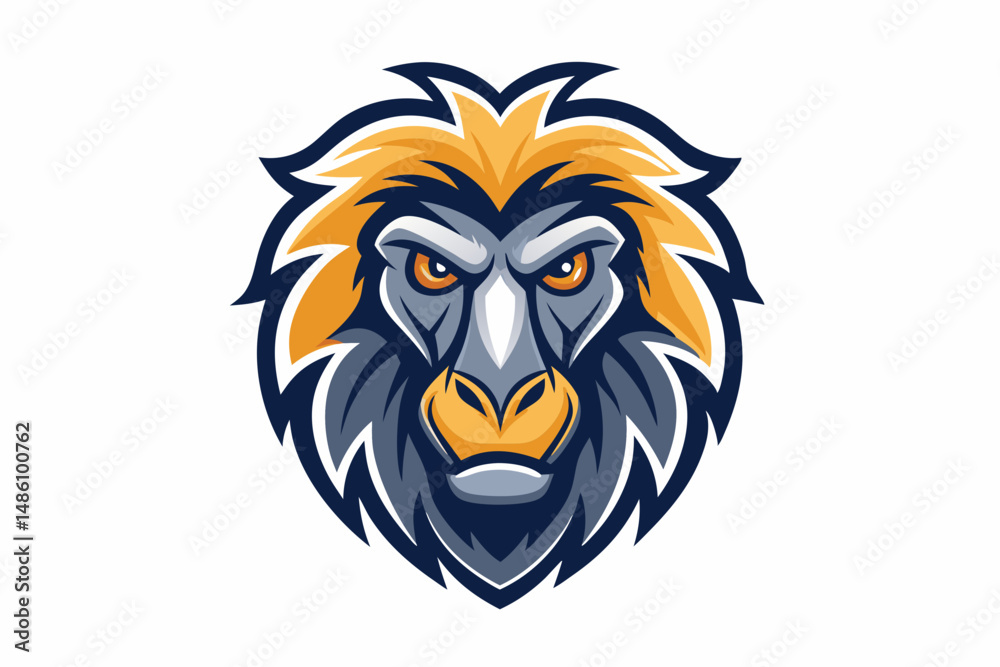Obraz premium baboon head logo vector on white background