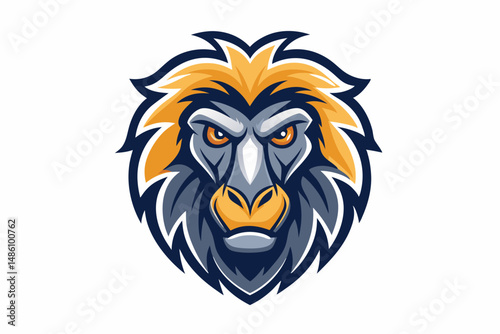baboon head logo vector on white background