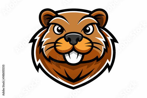 beaver head logo vector on white background