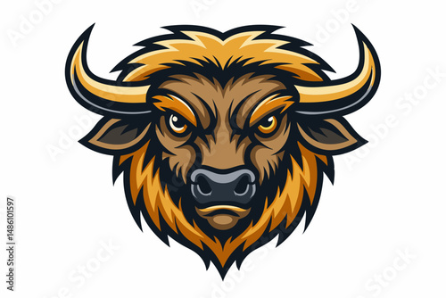 bison head logo vector on white background