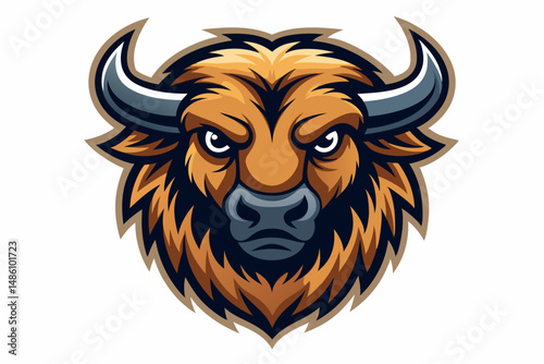 bison head logo vector on white background