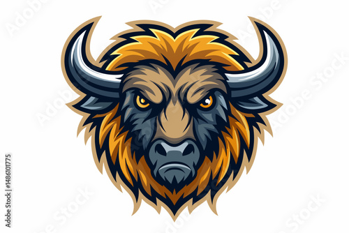 bison head logo vector on white background